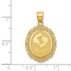 14k Solid Satin Polished Pisces Zodiac Oval Pendant