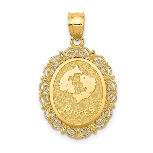 Gold Satin and Polished Zodiac Pendant