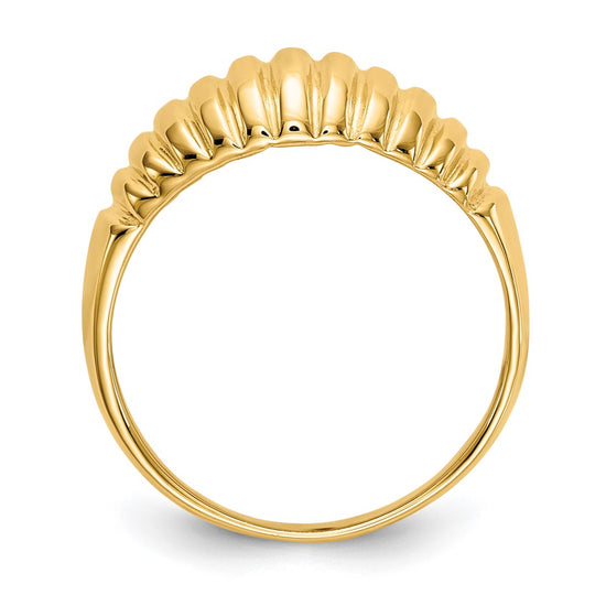 Gold Polished Ribbed Dome Rings