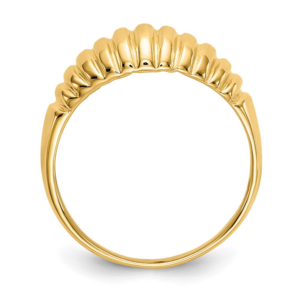 Gold Polished Ribbed Dome Rings