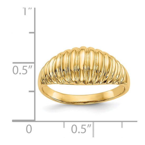 Gold Polished Ribbed Dome Rings