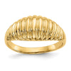 Gold Polished Ribbed Dome Rings