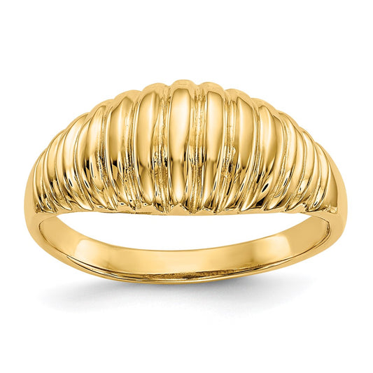 Gold Polished Ribbed Dome Rings