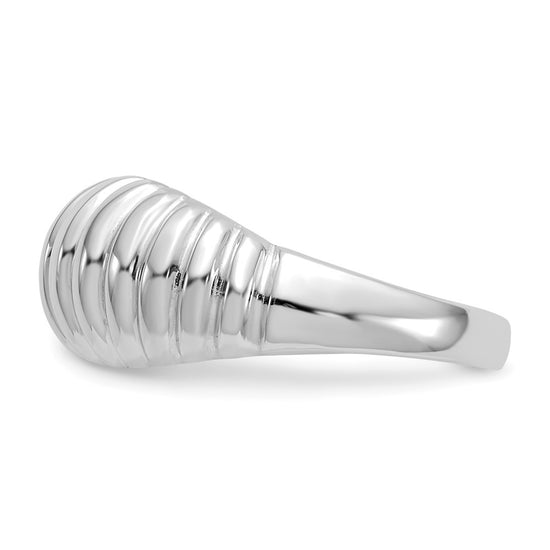 Gold Polished Ribbed Dome Rings