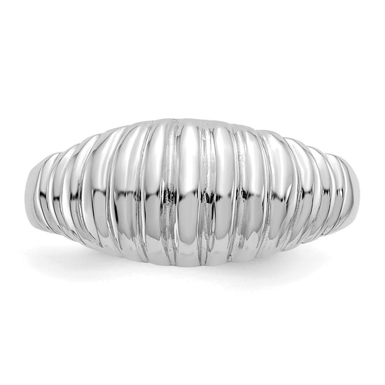 Gold Polished Ribbed Dome Rings