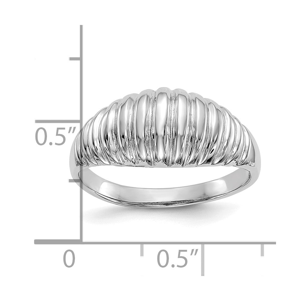 Gold Polished Ribbed Dome Rings