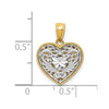 14K Two-tone Polished Diamond-cut Reversible Filigree Heart Pendant