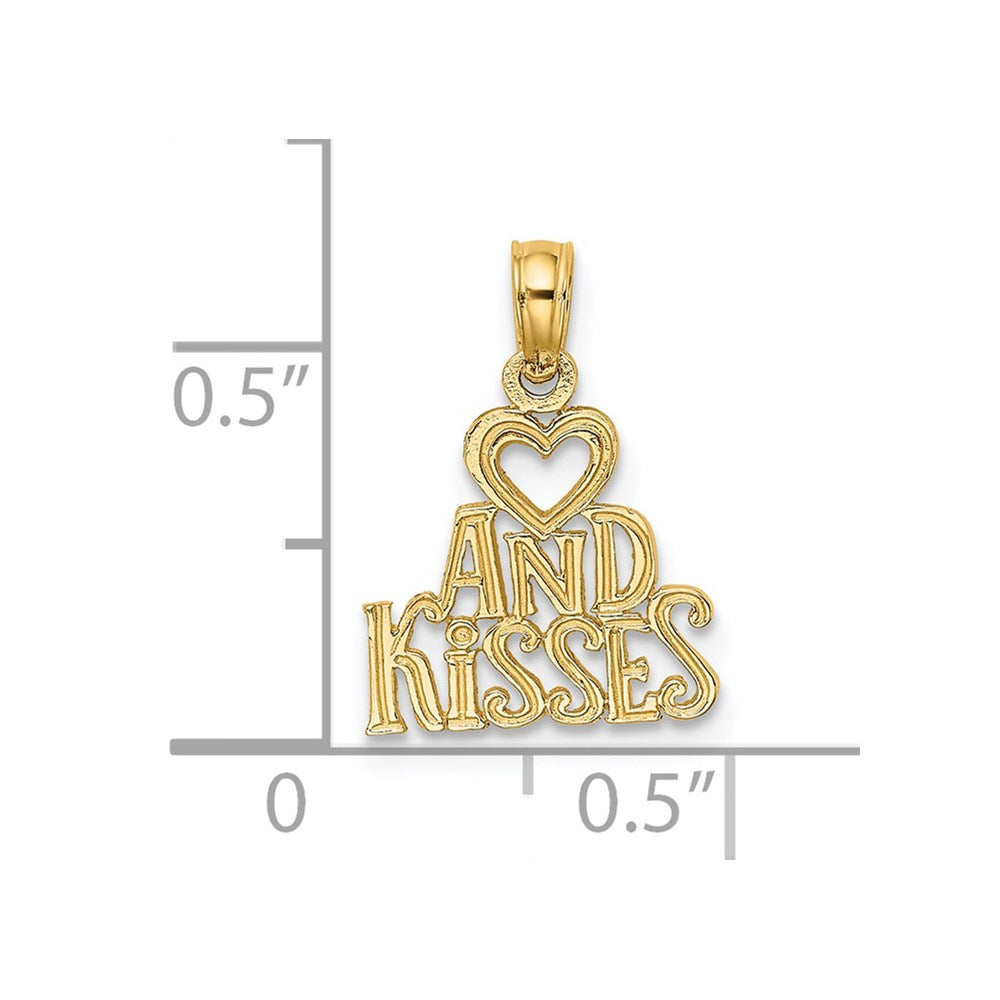 14k Heart AND KISSES Charm