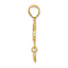 14k MOM with Dangling Heart Charm