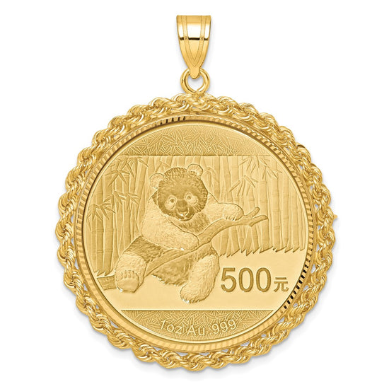 Gold Polished Rope with Diamond-cut Prong Bezel Pendant