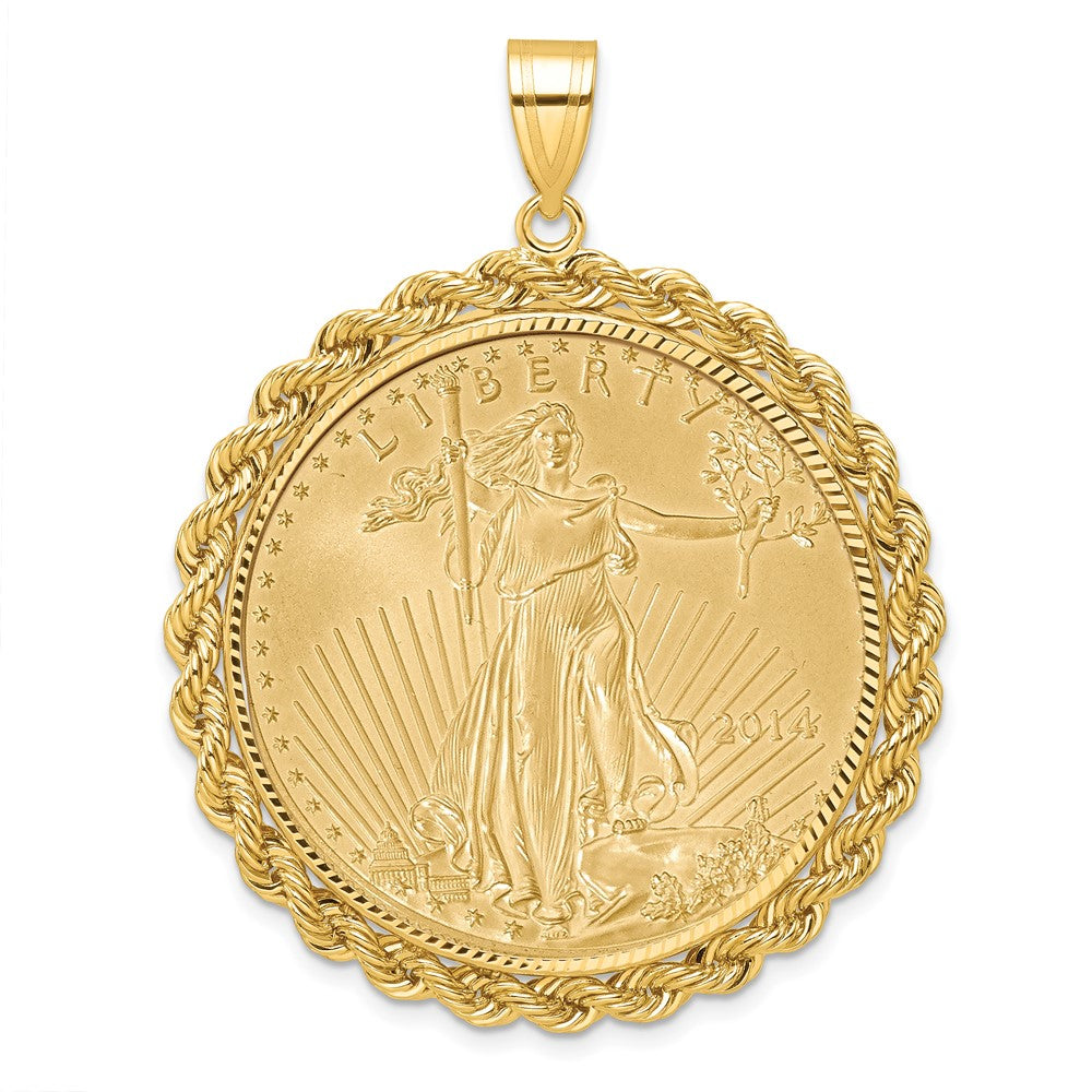 Gold Polished Rope with Diamond-cut Prong Bezel Pendant
