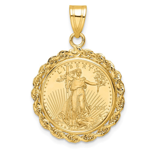 Hand Made Rope Polished Prong Bezel with Coin