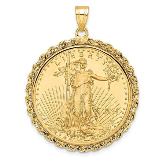 Hand Made Rope Polished Prong Bezel with Coin