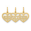 14k Triple Heart Diamond-cut BEST FRIENDS 3-Piece Break-apart Pendant