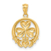 14k Rhodium-plated Shamrock and Claddagh Pendant