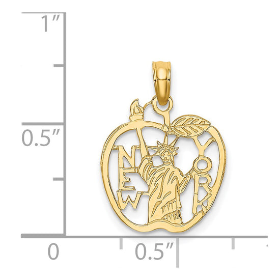 14k Cut-out NEW YORK with Statue of Liberty in Apple Charm