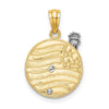 14k Two-tone Lady Liberty on American Flag Disk Pendant