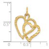14K Polished and Textured Double Heart Pendant