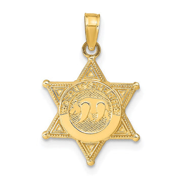 14k DEPUTY SHERIFF Badge with Bear Pendant