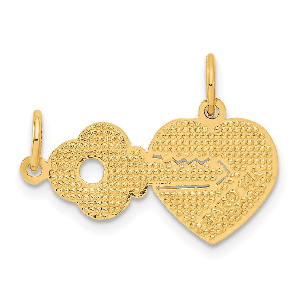 Gold Break-apart Heart and Key Charm