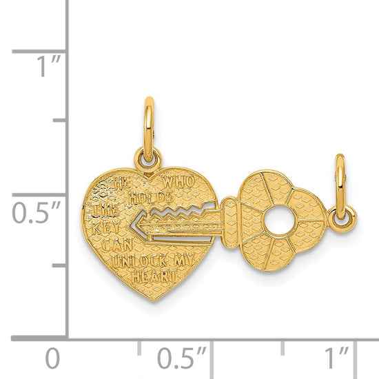 Gold Break-apart Heart and Key Charm