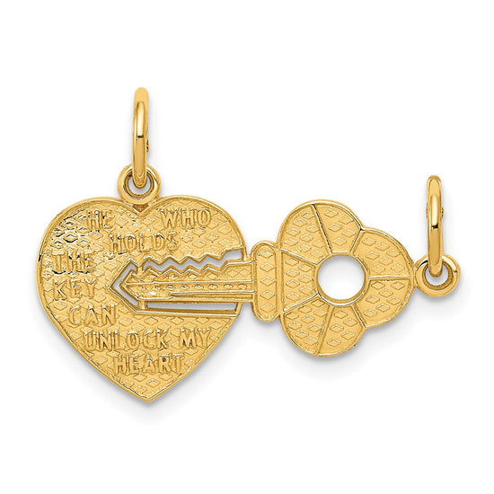 Gold Break-apart Heart and Key Charm