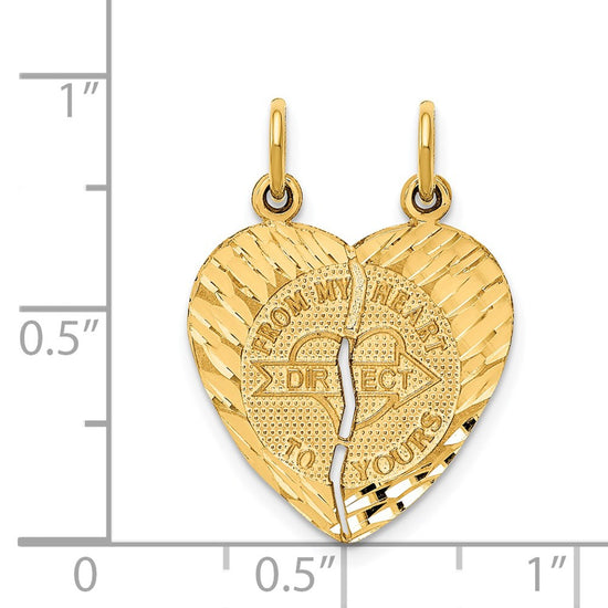 14k 2-Piece Break-apart Diamond-cut FROM MY HEART DIRECT TO YOURS Charm