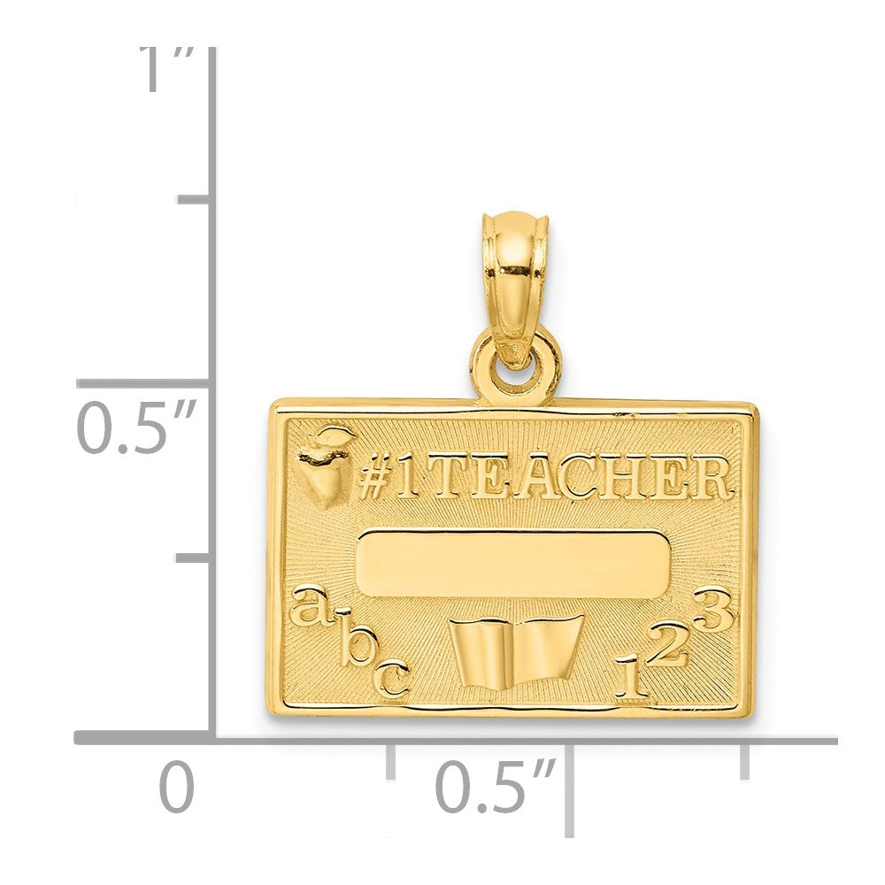 14k #1 TEACHER with Engravable Area Charm