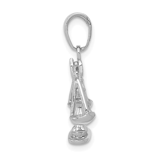 14k White Gold 3-D Moveable Scales of Justice Pendant