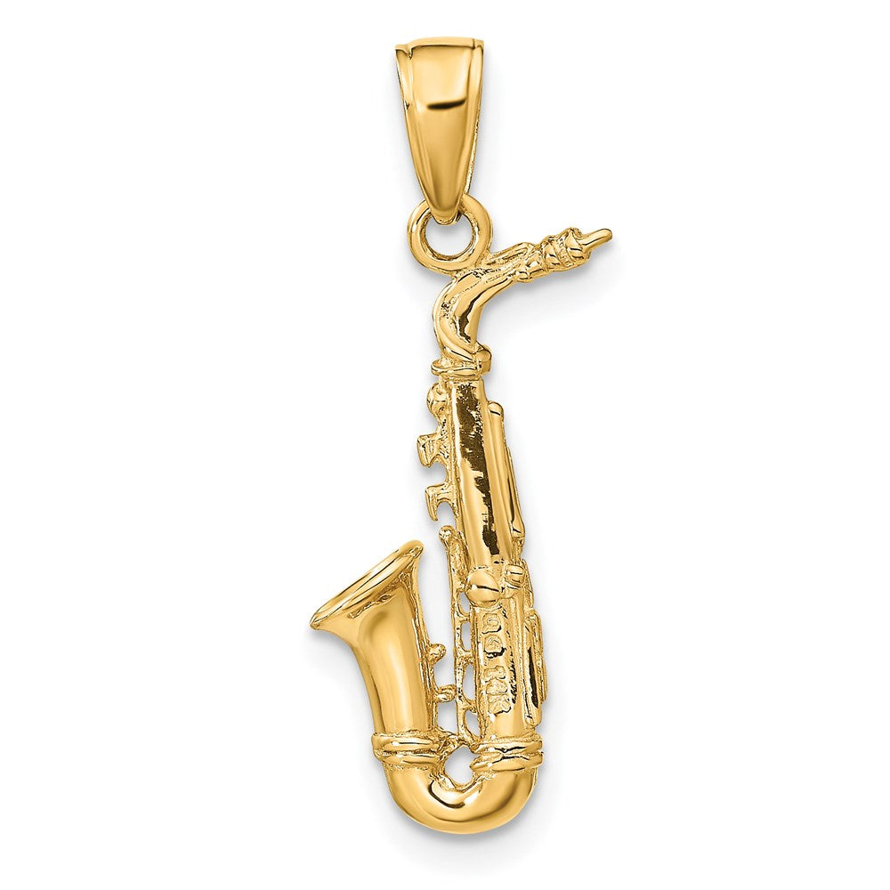 Gold 3D Saxophone Pendant