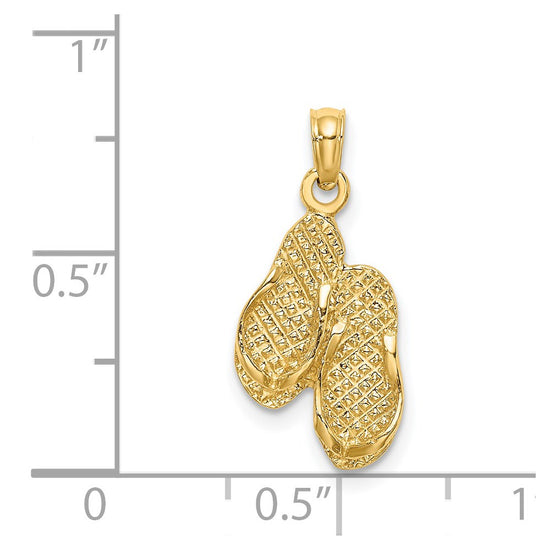 14k 3-D DESTIN FLORIDA Double Flip-Flop Charm