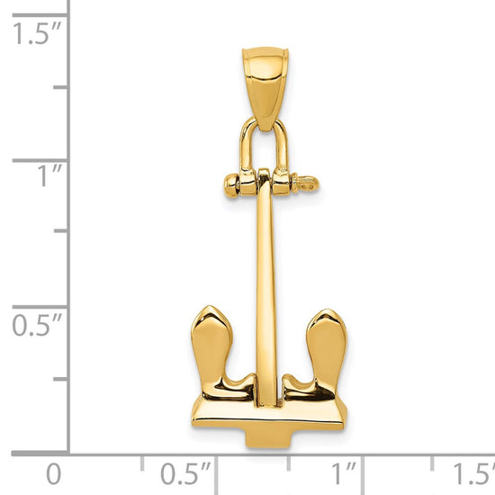 Gold Polished T-bar Anchor Pendants