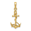 14k 3-D Anchor with Shackle and Entwined Rope Pendant