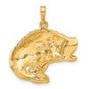 14k Large Bass Fish Jumping Pendant