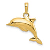 14K Polished 3-D Puffed Dolphin Pendant