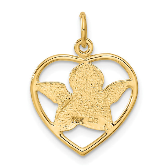 14k Cut-out Angel in Heart Charm