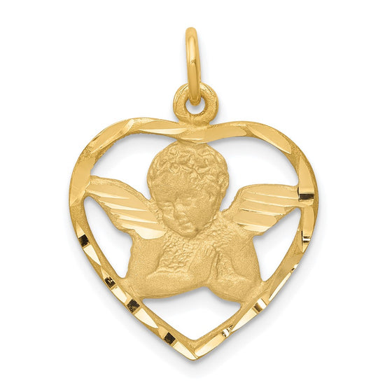 14k Cut-out Angel in Heart Charm