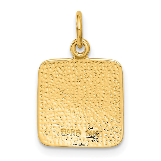 14K Satin and Diamond-Cut Angel Square Charm