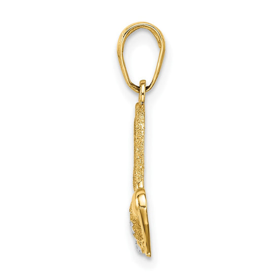 14k and White Rhodium Diamond-cut Hummingbird Pendant