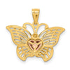 14k Two-tone with White Rhodium Butterfly with Heart Pendant