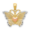 14k Two-tone with White Rhodium Butterfly with Heart Pendant