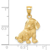 14k Satin Diamond-cut Dog Charm