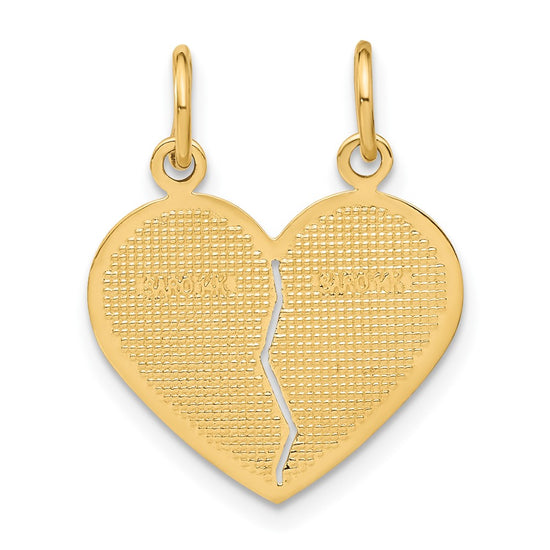 14k MOM-DAUGHTER 2-Piece Break-apart Heart Charm