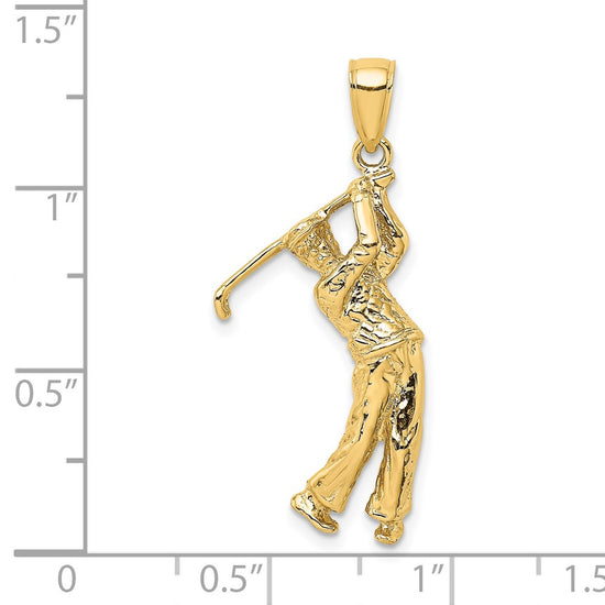 14k 3-D Golfer in Swing Charm