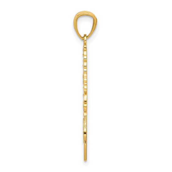 14k Diamond-cut Cheerleader Jumping with Pom-Poms Charm