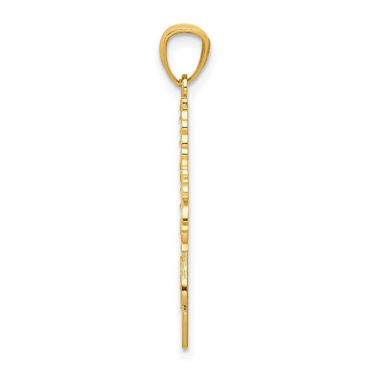 14k Diamond-cut Cheerleader Jumping with Pom-Poms Charm