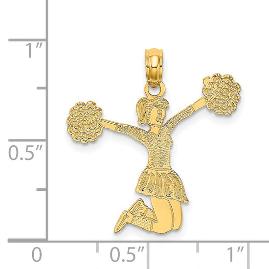 14k Cheerleader Jumping with Pom-Poms Charm