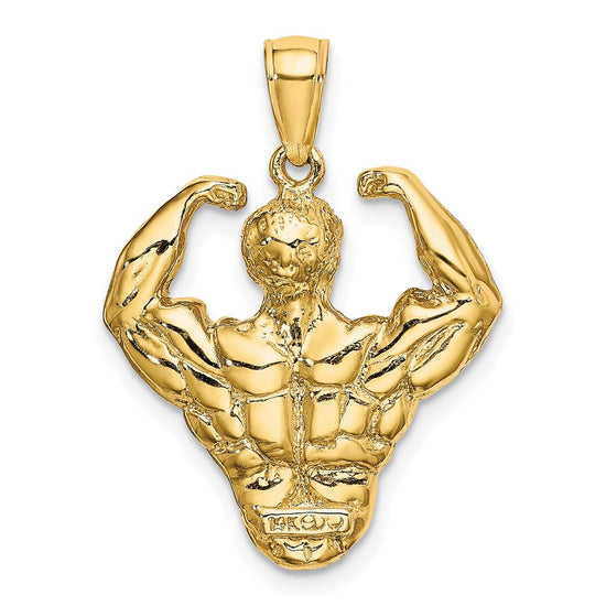 14k 3-D Bodybuilder Waist Up Pendant