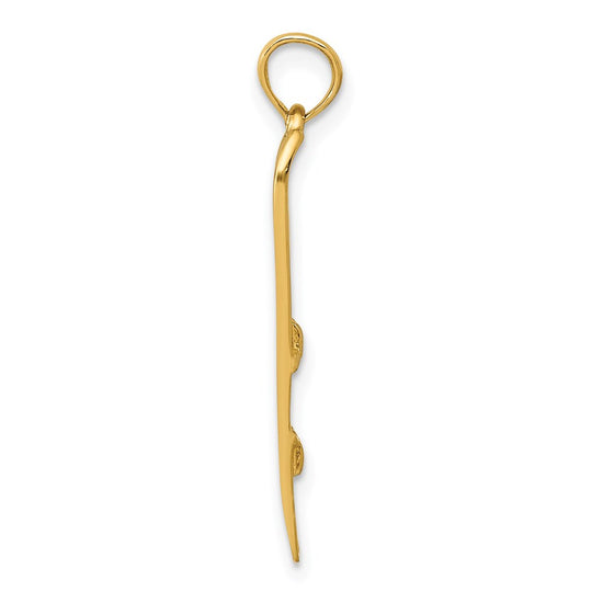 Gold Polished Snow Skiing Pendants