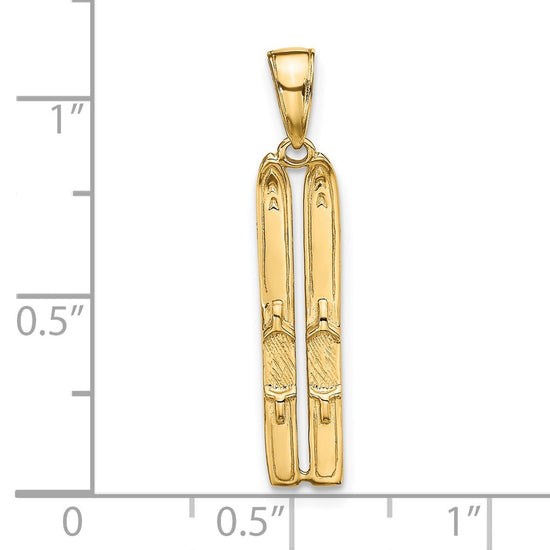 Gold Polished Snow Skiing Pendants